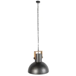 Industriele hanglamp donkergrijs met mango hout - Mangoes