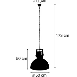 Industriele hanglamp donkergrijs met mango hout - Mangoes
