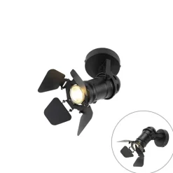 Industriele studiospot zwart GU10 met kleppen - Movie