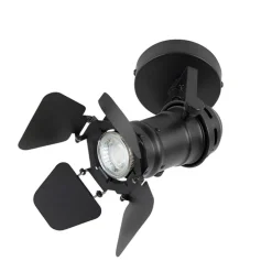 Industriele studiospot zwart GU10 met kleppen - Movie