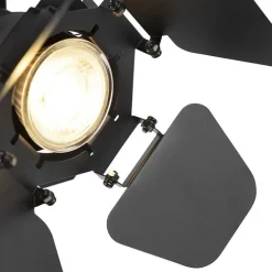 Industriele studiospot zwart GU10 met kleppen - Movie