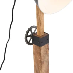 Industriele vloerlamp donkergrijs met mango hout - Mangoes