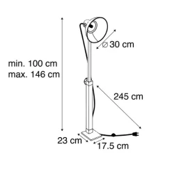 Industriele vloerlamp donkergrijs met mango hout - Mangoes