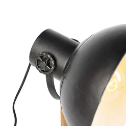 Industriele vloerlamp donkergrijs met mango hout - Mangoes