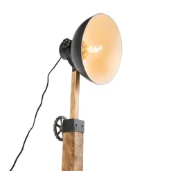 Industriele vloerlamp donkergrijs met mango hout - Mangoes