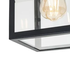 Industriële buiten plafondlamp zwart met goud - Rotterdam