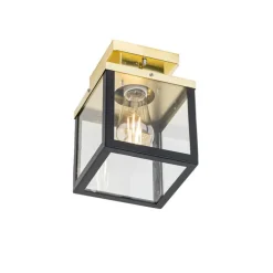 Industriële buiten plafondlamp zwart met goud - Rotterdam