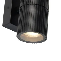 Industriële buiten wandlamp zwart 2-lichts IP44 - Vigo