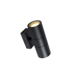 Industriële buiten wandlamp zwart 2-lichts IP44 - Vigo