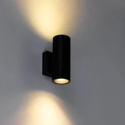 Industriële buiten wandlamp zwart 2-lichts IP44 - Vigo