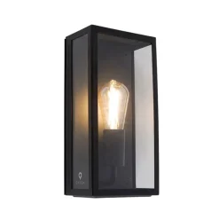 Industriële buiten wandlamp zwart IP44 met glas - Rotterdam