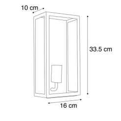 Industriële buiten wandlamp zwart IP44 met glas - Rotterdam