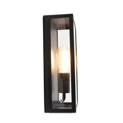 Industriële buiten wandlamp zwart IP44 met glas - Rotterdam