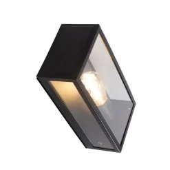 Industriële buiten wandlamp zwart IP44 met glas - Rotterdam