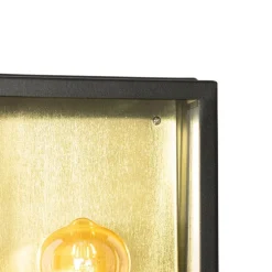 Industriële buiten wandlamp zwart met goud IP44 - Rotterdam