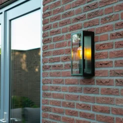 Industriële buiten wandlamp donker groen met glas IP44 - Rotterdam