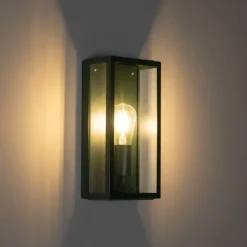 Industriële buiten wandlamp donker groen met glas IP44 - Rotterdam