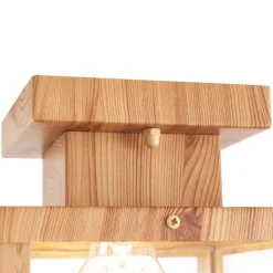 Industriële buitenplafondlamp hout met helder glas - Rotterdam