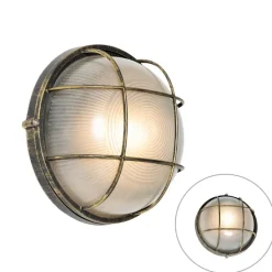 Industriële buitenwandlamp antiek goud IP44 - Hanneke