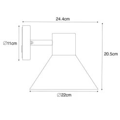Industriële buitenwandlamp roestbruin kegel IP44 - Natas