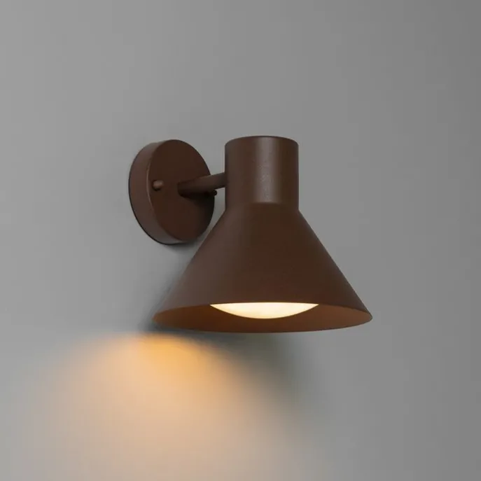 Industriële buitenwandlamp roestbruin kegel IP44 - Natas