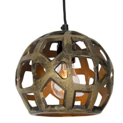 Industriële hanglamp antiek goud rond 3-lichts - Bobby