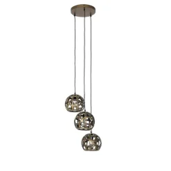 Industriële hanglamp antiek goud rond 3-lichts - Bobby