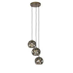 Industriële hanglamp antiek goud rond 3-lichts - Bobby