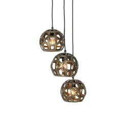 Industriële hanglamp antiek goud rond 3-lichts - Bobby