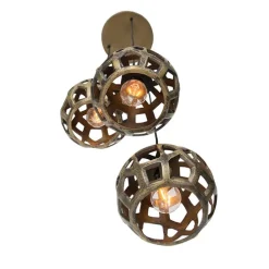 Industriële hanglamp antiek goud rond 3-lichts - Bobby