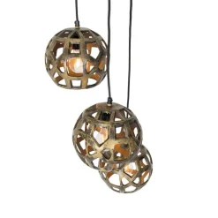 Industriële hanglamp antiek goud rond 3-lichts - Bobby