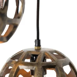 Industriële hanglamp antiek goud rond 3-lichts - Bobby
