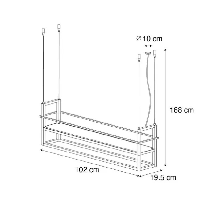 Industriële hanglamp beige 4-lichts - Cage Rack