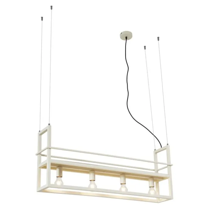 Industriële hanglamp beige 4-lichts - Cage Rack