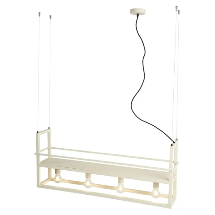 Industriële hanglamp beige 4-lichts - Cage Rack