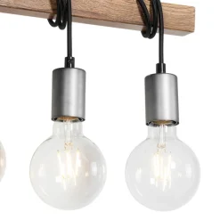 Industriële hanglamp bruin met staal 3-lichts - Gallow