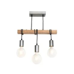 Industriële hanglamp bruin met staal 3-lichts - Gallow