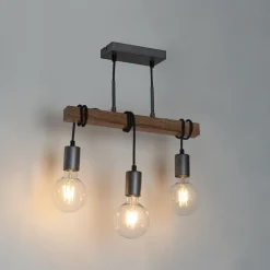Industriële hanglamp bruin met staal 3-lichts - Gallow