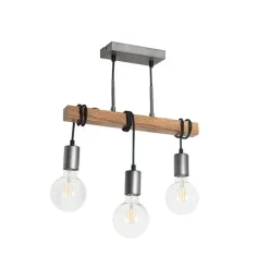 Industriële hanglamp bruin met staal 3-lichts - Gallow