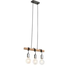 Industriële hanglamp bruin met staal 3-lichts - Gallow