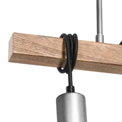 Industriële hanglamp bruin met staal 3-lichts - Gallow