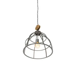 Industriële hanglamp donkergrijs met hout 47 cm - Arthur