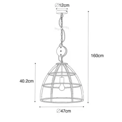 Industriële hanglamp donkergrijs met hout 47 cm - Arthur