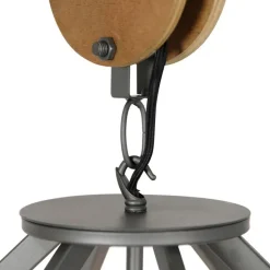 Industriële hanglamp donkergrijs met hout 47 cm - Arthur