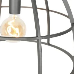 Industriële hanglamp donkergrijs met hout 47 cm - Arthur