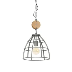 Industriële hanglamp donkergrijs met hout 34 cm - Arthur