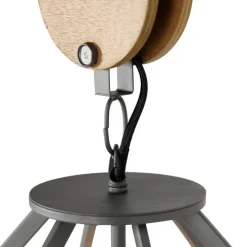 Industriële hanglamp donkergrijs met hout 34 cm - Arthur