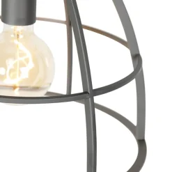 Industriële hanglamp donkergrijs met hout 34 cm - Arthur
