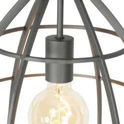 Industriële hanglamp donkergrijs met hout 34 cm - Arthur
