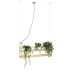 Industriële hanglamp goud met marmer en rek 4-lichts - Cage Rack